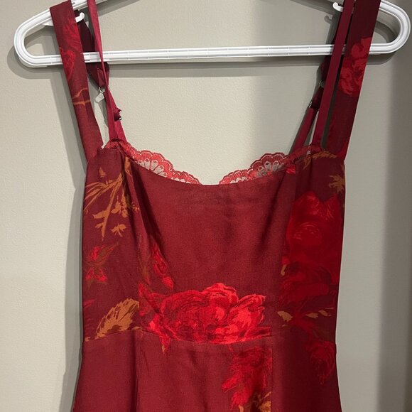 Reformation Irisa Dress - Barcelona Border - burgundy-size 0 - Picture 4 of 6